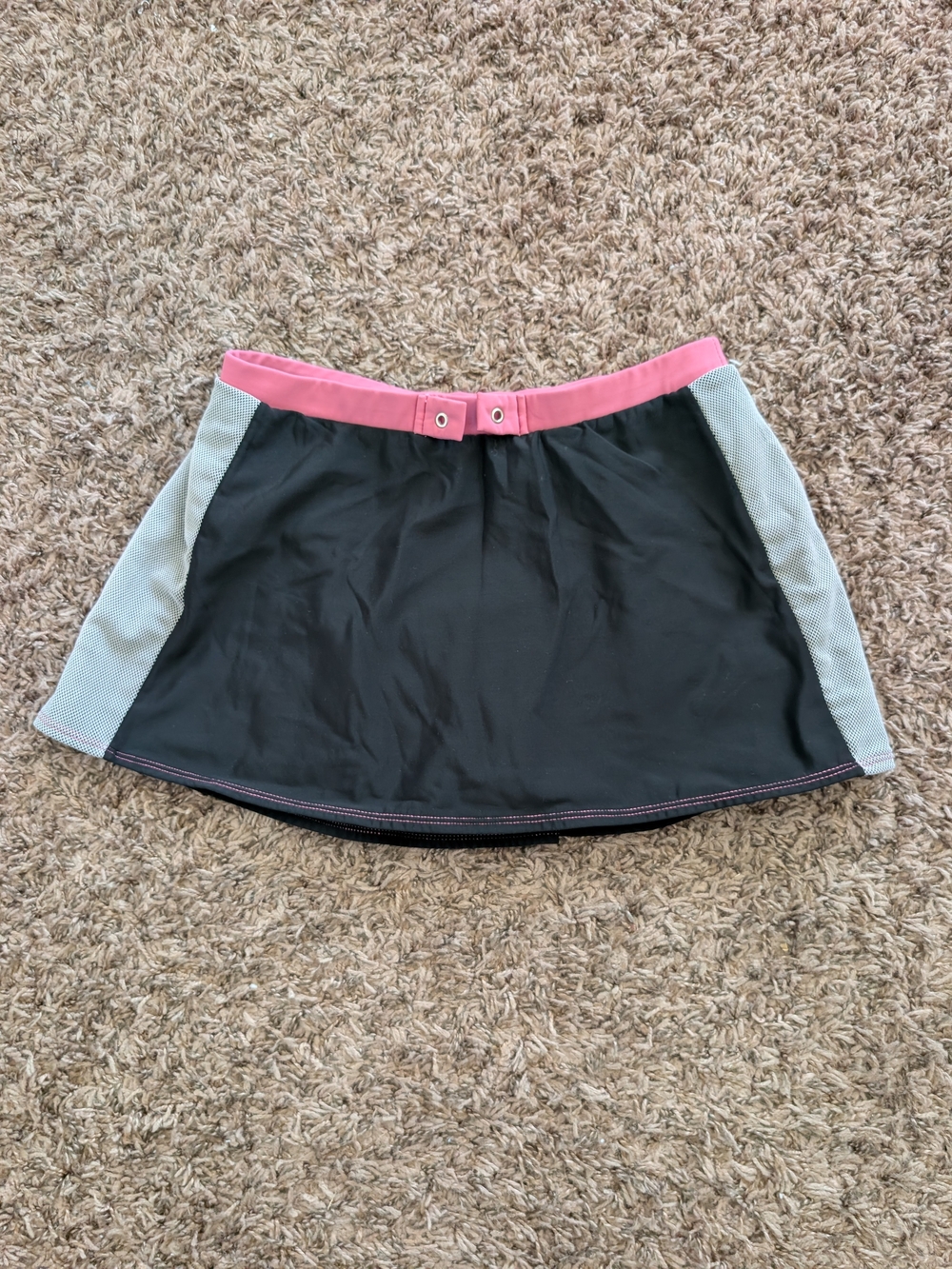 Women’s Black Skirt with Pink Waistband and Light Gray Panels